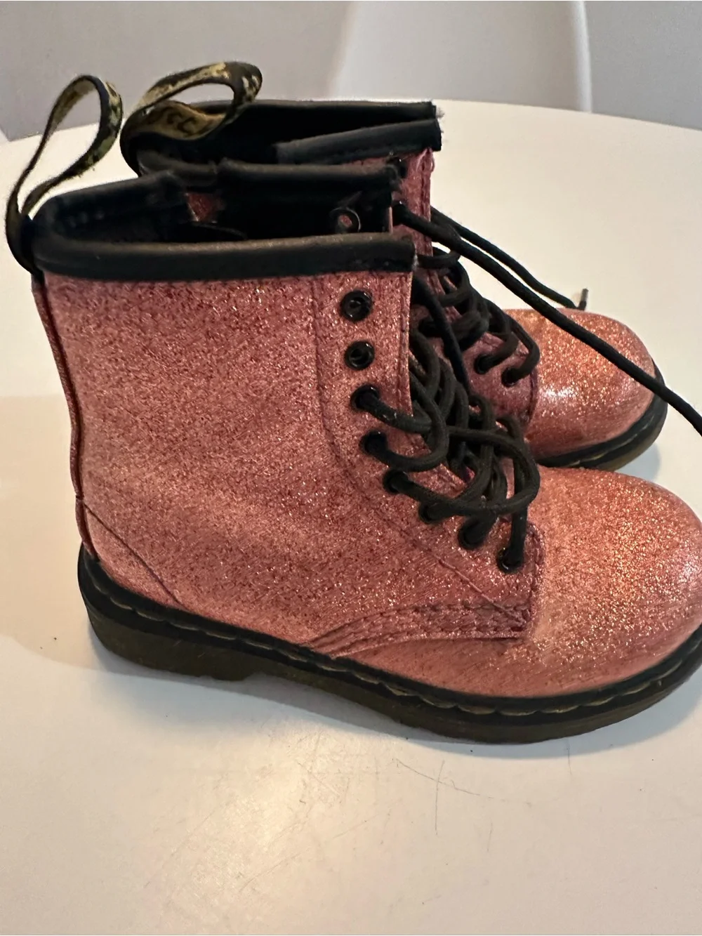 Dr. Martens Girls Glitter Lace-Up Boots - Rose Pink